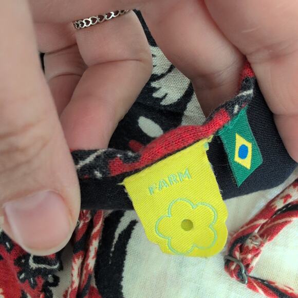 Vintage FARM RIO Dress Womens Flower Rug Midi Size G Large Tie Front Boho RARE - Picture 10 of 16